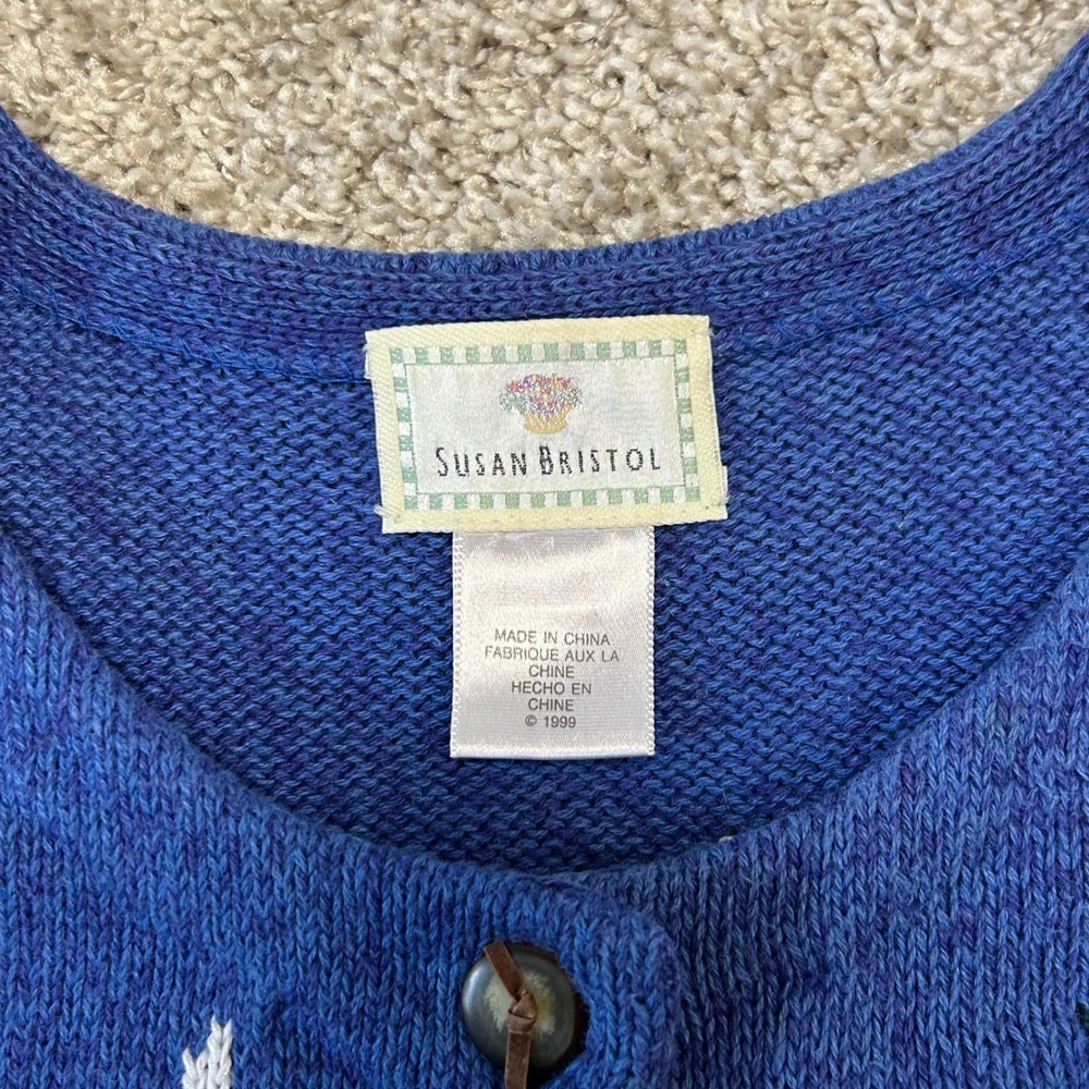 Vintage Susan Bristol Santa Claus Christmas Sweater Cardigan NO SIZE (L) Bells - Picture 6 of 8